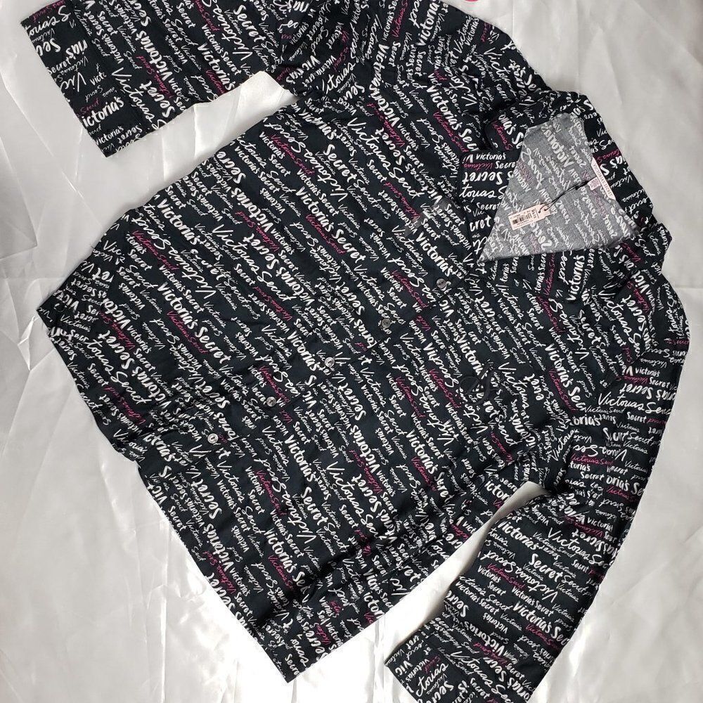 VS Black Logo Script Sleep Pajama Jacket Large